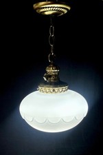 Vintage Mid-century Modern Lotus Scalloped Hanging Pendant Light Fixture picture