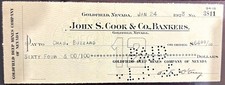 1923 Goldfield Deep Mines Co Nevada Bank Check John S. Cook & Co $45 Signed picture