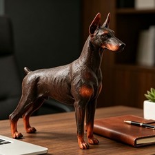 Doberman Figurine Solid PVC Lifelike Muscular Doberman Pinscher Statue Deco KUOT picture