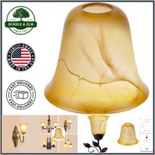 Cracked Amber Glass Shade, Replacement for Table Lamps, 2 Inch Width, Durable picture