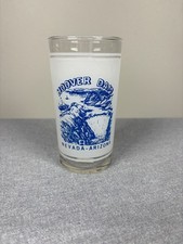 Vintage Hoover Dam Nevada Arizona Souvenir Drinking Glass Federal Milk Glass picture