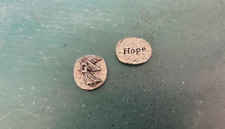 2 GUARDIAN ANGEL HOPE PEWTER POCKET COINS. picture