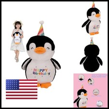 CASAGOOD 12 Inch Black Penguin Stuffed Animals Happy Birthday Penguin Soft picture