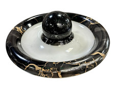 BLACK & WHITE MARBLE ASHTRAY W/ LIGHTER FOR KNOLL BY ANGELO MANGIAROTTI 1967 picture