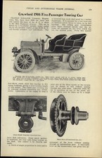 1906 PAPER AD CAR AUTO 3 PG ARTICLE Crawford 5 Passenger Touring Automobile picture