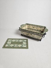 Temptations By Tara Old World Green 1.5 Qt Baking Dish, Carry Tray, & Trivet picture