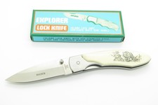 Vintage 1990s Explorer G. Sakai Seki Japan Jaguar Scrimshaw Folding Pocket Knife picture