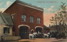Portsmouth OH Fire Dept No 1 Hook Ladder Horse Drawn Postcard Divided Back picture