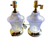 2 Vintage Clear Cut Glass Table Lamps 1970'S picture