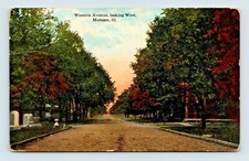 MATTOON ILLINOIS LOOKING WEST AT OLD WESTERN AVENUE POSTCARD D-19-2 picture