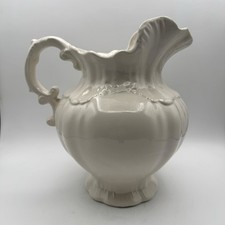 Vintage Arnels White Ceramic Pitcher Large Victorian Baroque Style Accent Molded picture