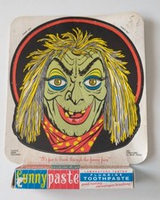 Vtg 1960s Halloween Punch-Out WITCH Mask FUNNY PASTE Toothpaste NOS in Box picture