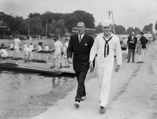 American rower John B Kelly Jr with his father John B Kelly Sr at - Old Photo picture