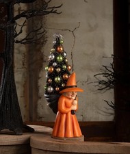 Bethany Lowe Witch Carrying Tree Vintage Look Halloween  picture