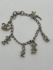 Disney Mickey and Friends Charm Bracelet Silver-Tone Character Charms picture