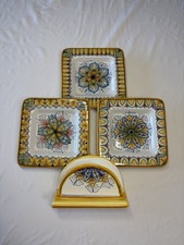 Vntg Alfonso Fusco Amalfi Italian Art Pottery 4 Piece Hand Painted Majolica 6