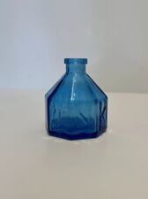 Vintage WHEATON N. J.  Ink Bottle Octagonal Blue Glass Octagon picture