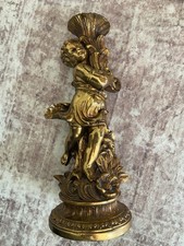 Antique French Bronze Cherub Ornate Candle Stick Holder ~OLD picture