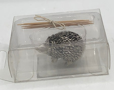 Creative Co-Op Pewter Hedgehog Toothpick Holder NEW picture
