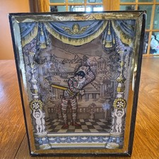 VTG Reuge Dancing Harlequin Swiss Music Box~Shadow Box, Menuet by Mozart(X) picture