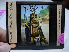 HISTORIC Colored Glass Magic Lantern Slide EGR SOUTH SEAS CHIEF IN FULL DRESS picture