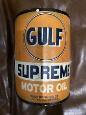 Vintage Style Gulf Half Oil Can Metal Wall Decor Man Cave Garage Hot rod picture