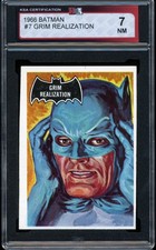1966 TOPPS USA BATMAN BLACK BAT #7 Grim Realization Graded KSA 7 NM Card picture