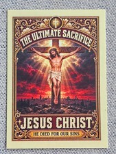 Jesus Christ ACEO Trading Card Prayer Holy Christian Crucifixion / Resurrection picture