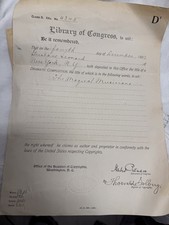 1903 Library of Congress Copyright Certificate Magical Musicians Antique picture