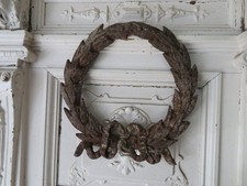 Old Vintage CAST IRON Metal WREATH with BOW Detail FRAGMENT Rusty Patina picture