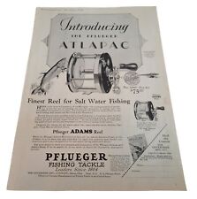 Antique 20's Pflueger Atlapac Salt Water Fishing Pole Reel 1928 Tackle Adams Vtg picture