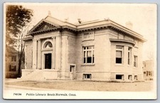 South Norwalk Conn RPPC Public Library Vintage Photo Postcard picture