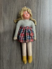 VINTAGE POLISH SAWDUST RAG DOLL WITH CELLULOID FACE  MADE IN POLAND picture