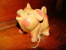 Vintage Farmers State Bank Hayward MN Advertising Cast Metal Piggy Bank with Key picture