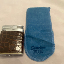 Vintage Rare Starfox Fuji Brown Croc Embossed Cigarette Lighter w/ Blue Pouch picture