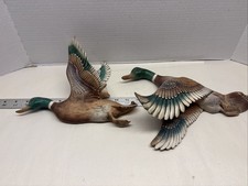 Vtg  Mallard Duck Wall Hangings Ceramic Atlantic Mold Hand Painted picture
