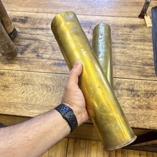Pair Brass WWI Artillery Shell Casings Trench Art Militaria picture