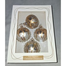 Vintage 2000 Target Glass Christmas Ornaments Set of 4 Gold Silver Made Mexico picture