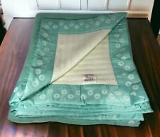 Vintage Chatham Purrey Blanket Satin Trim Mint Green White Flower Grannycore picture