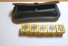 Vintage Butterscotch Bakelite Poker Dice 5 Cube Lot. With C I'mase picture