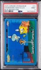 2025 Topps Chrome SpongeBob #23 Squidward Tentacles Blue /150 PSA 9 picture