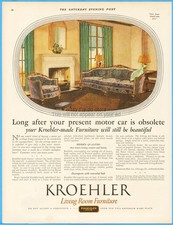 1927 KROEHLER Couch Chair Living Room Furniture Art Décor Vintage 20's Print Ad picture