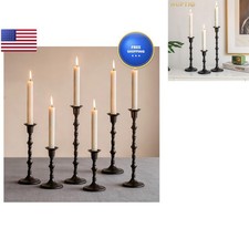 NUPTIO Black Candlestick Holders For Halloween Unique Gothic Design picture