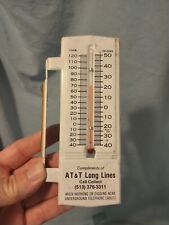 VINTAGE AT&T LONG LINES METAL ADVERTISING THERMOMETER EXCELLENT WORKS ADVERTISIN picture