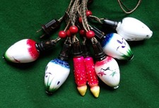 Vintage String of Figural Christmas Tree Lights Lanterns & Candles  WORKS picture