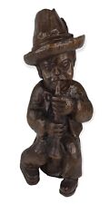 Vintage Wood Carved German Figure Boy Playing Flute picture