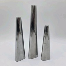 VINTAGE Set Of 3 IKEA Chrome Candleholders Swedish Design MCM Decor 1980’s picture