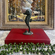 Verdigris Cast Iron Seahorse Paperweight Statue 5.5” picture
