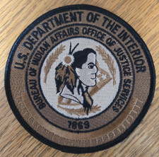 INDIAN AFFAIRS DEPT INTERIOR see back of patch WASHINGTON DC TRIBAL police PATCH picture