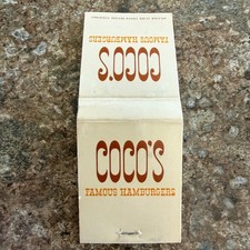 Vintage 1970s Coco's Famous Hamburgers Restaurant Matchbook Full Matches Retro picture